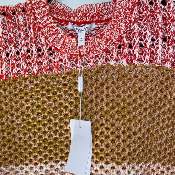 NWT Derek Lam 10 Crosby Striped Color Block Crew Neck Modale Sweater Sz… - Picture 2 of 10